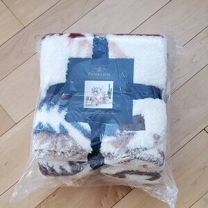 🔥🔥 Pendleton Sherpa Fleece Throw White Sands Reversible 50”x70” New